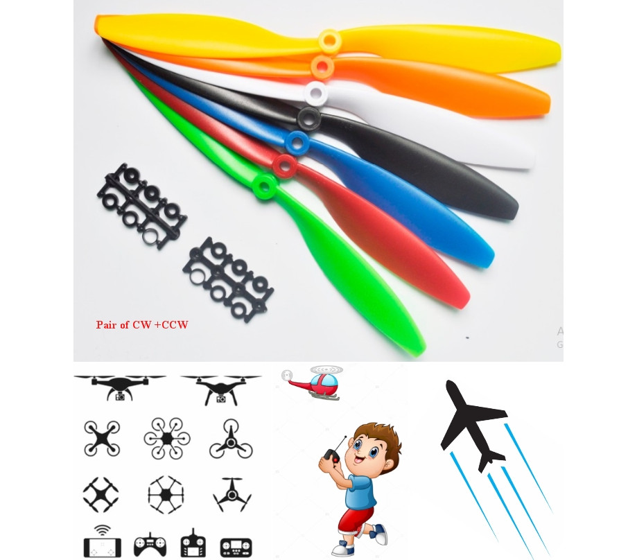 White 1045 Multiaxial ABS blade propellers pair quadcopter airplane
