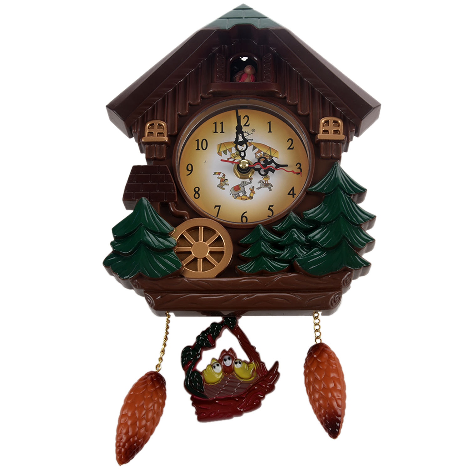 House Shape 8 Inches Wall Clock Cuckoo Clock Vintage Bird Bell Timer
