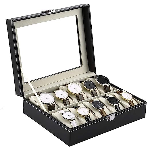 Smart Watch Holder Organizer Watch Box Premium Wooden Leather PU Leather Smart Watch Box