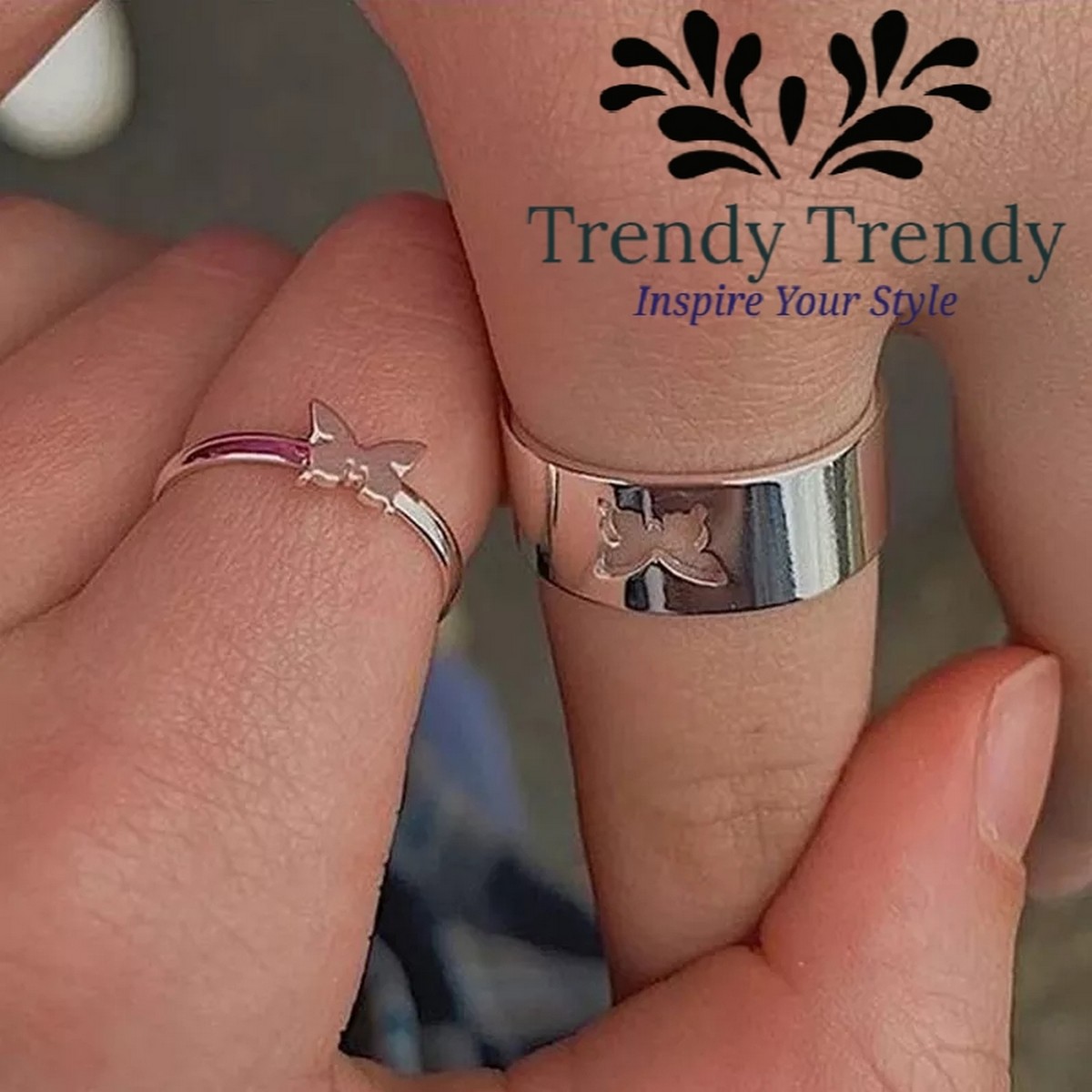 Trendy Trendy Rings Black Butterfly Couple Ring Beautiful Black Butterfly Rings For Couple Gift for Girls Birthday Couple Rings For Lover Size Adjustable Valentines Day Gift for Lovers