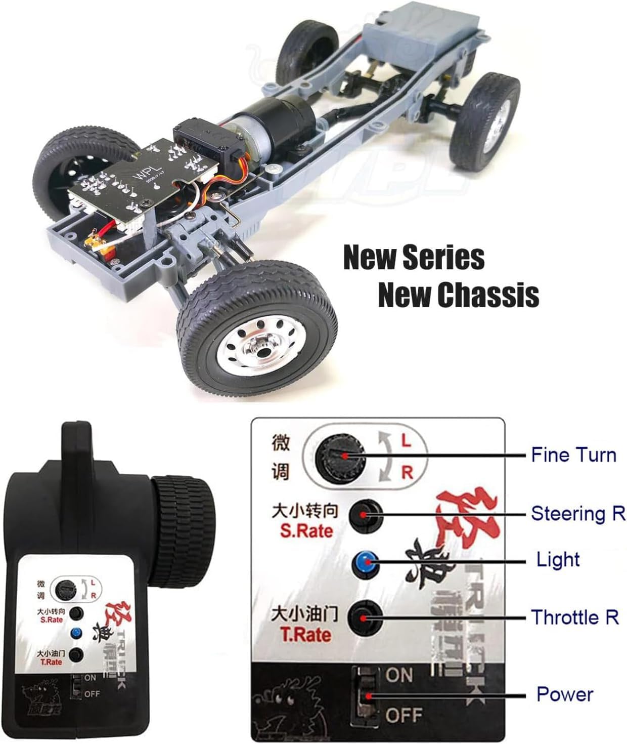 D12 RC Pickup Truck 1/10 Scale Racing Drift Cars RC Vehicle Climbing Car for Adults, Throttle & Steering Remote Control Cargo Truck Van Toy with Led Lights