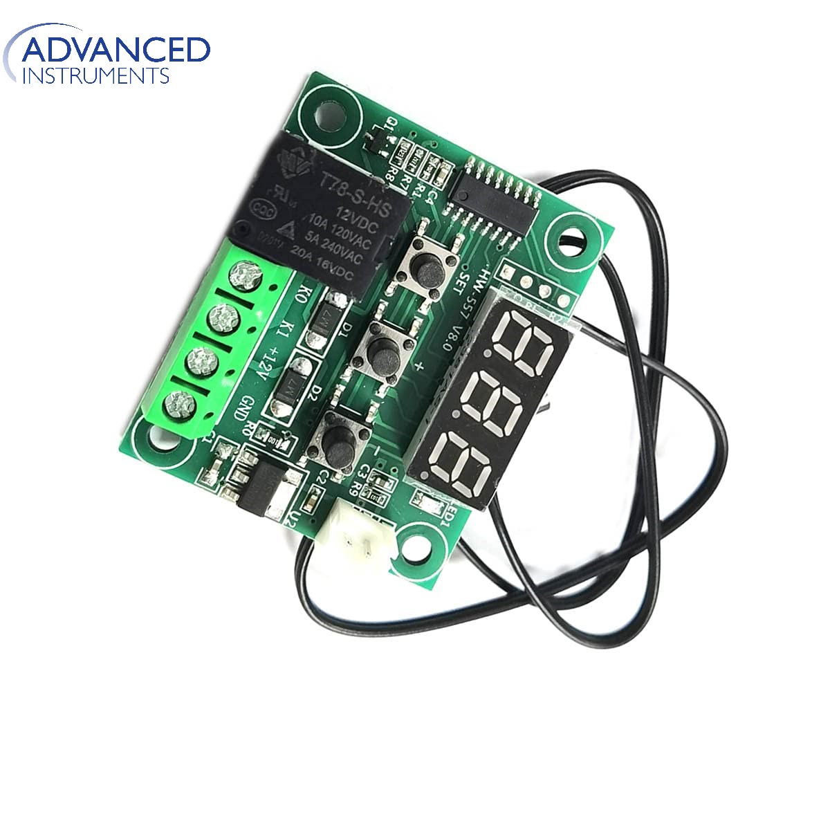 Original HW W1209 12V DC Digital Temperature Controller Board Micro Digital Thermostat -50-110°C Electronic Temperature Temp Control Module Switch with 10A One-Channel Relay and Waterproof Sensor For Incubator Controller