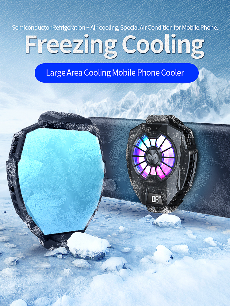 MEMO Dl05 Phone Radiator Mobile Cooling Fan Game Cooler RGB | LED Display | Gaming Fan For PUBG Phone Cooler , FREEFIRE - Gaming Case Cold Wind Handle Fan Cool Heat Sink Semiconductor Adjustable Mobile Game Cooler System Cooling Fan | Light Gamepad Holder