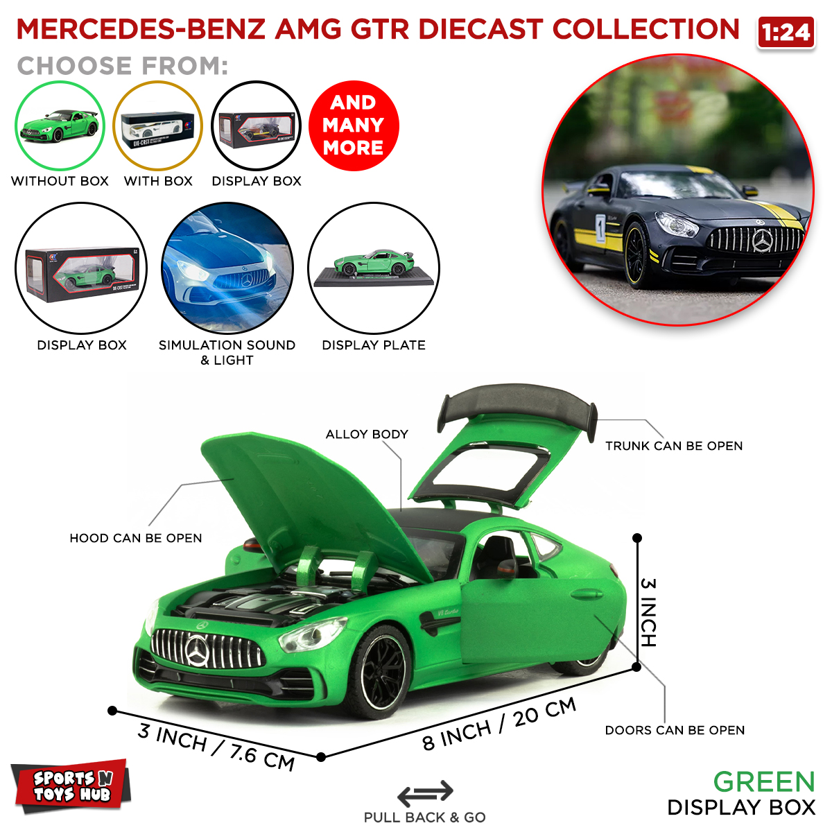 Diecast Mercedes Benzz AMG GT Car Collection 4 Wheels Die Cast Alloy Scale Models Toys For Kids High Simulation Hybrid Pull Back Cars With Lights & Music Special Edition Vehicle Replica_ Metal & Plastic Model Maisto Che Zhi Hengtengtoys Kings Die-cast Toy