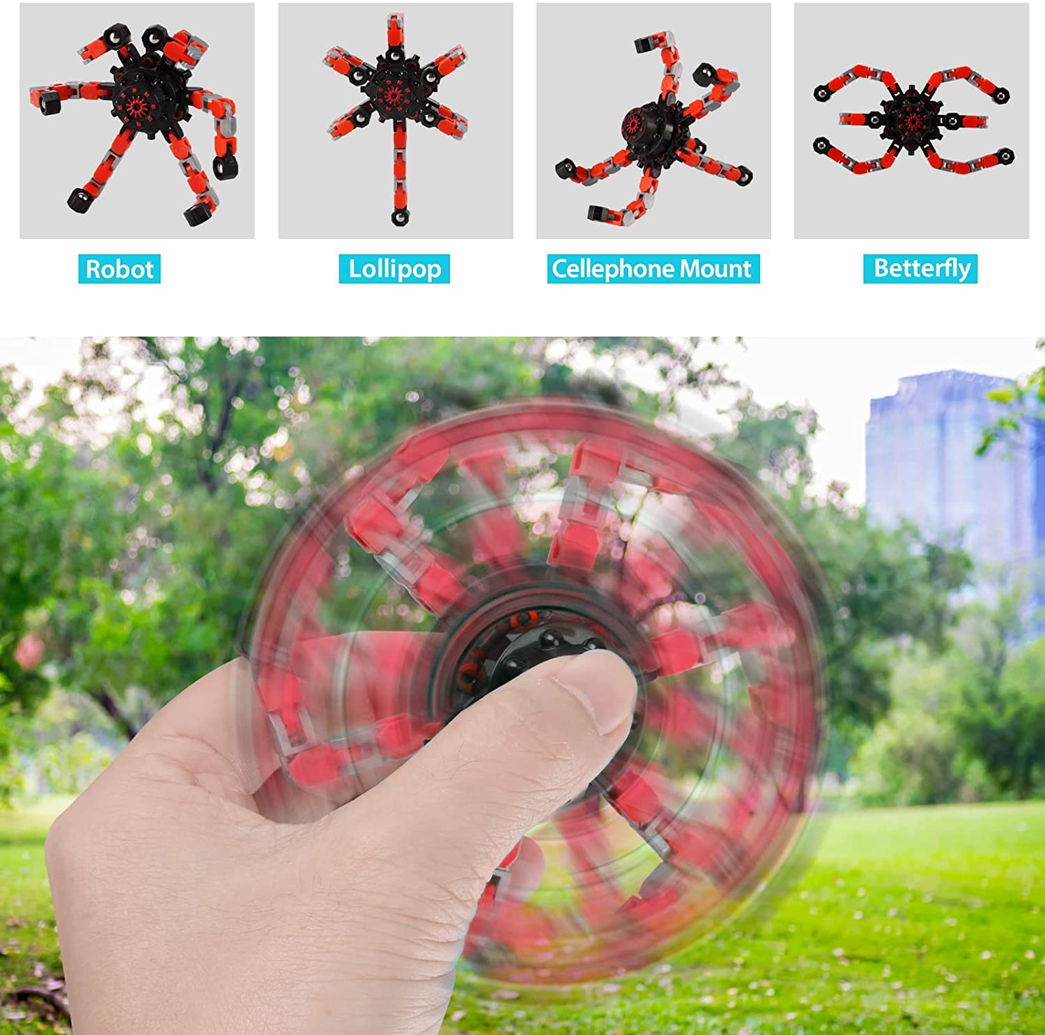 Fingertip Mechanical Top, Gyro Spinning Top Toy, Transformable Creative Chain Mechanical Gyro Robot Toy, Sensory Fidget Toys, Stress Relief and Anti Anxiety Toys for Adult and Kids