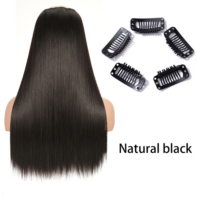 30Inch Long 5 clips Natural black color hair extension- new straight wig