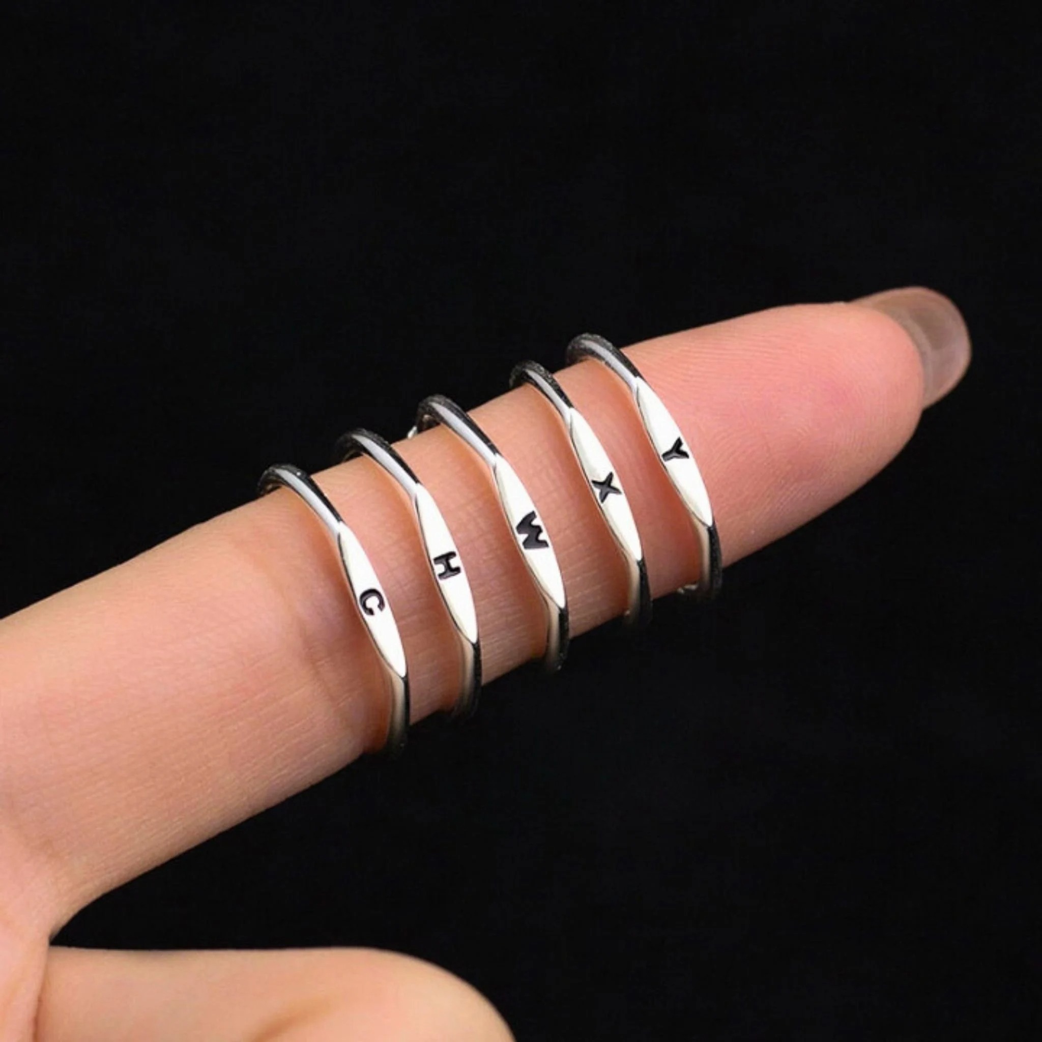 Personalized Silver Minimal Initial Ring, Tiny Letter Ring, A-Z Letter Ring, Custom Letter Ring, Silver Alphabet Ring, Initial Ring, Minimalist Ring