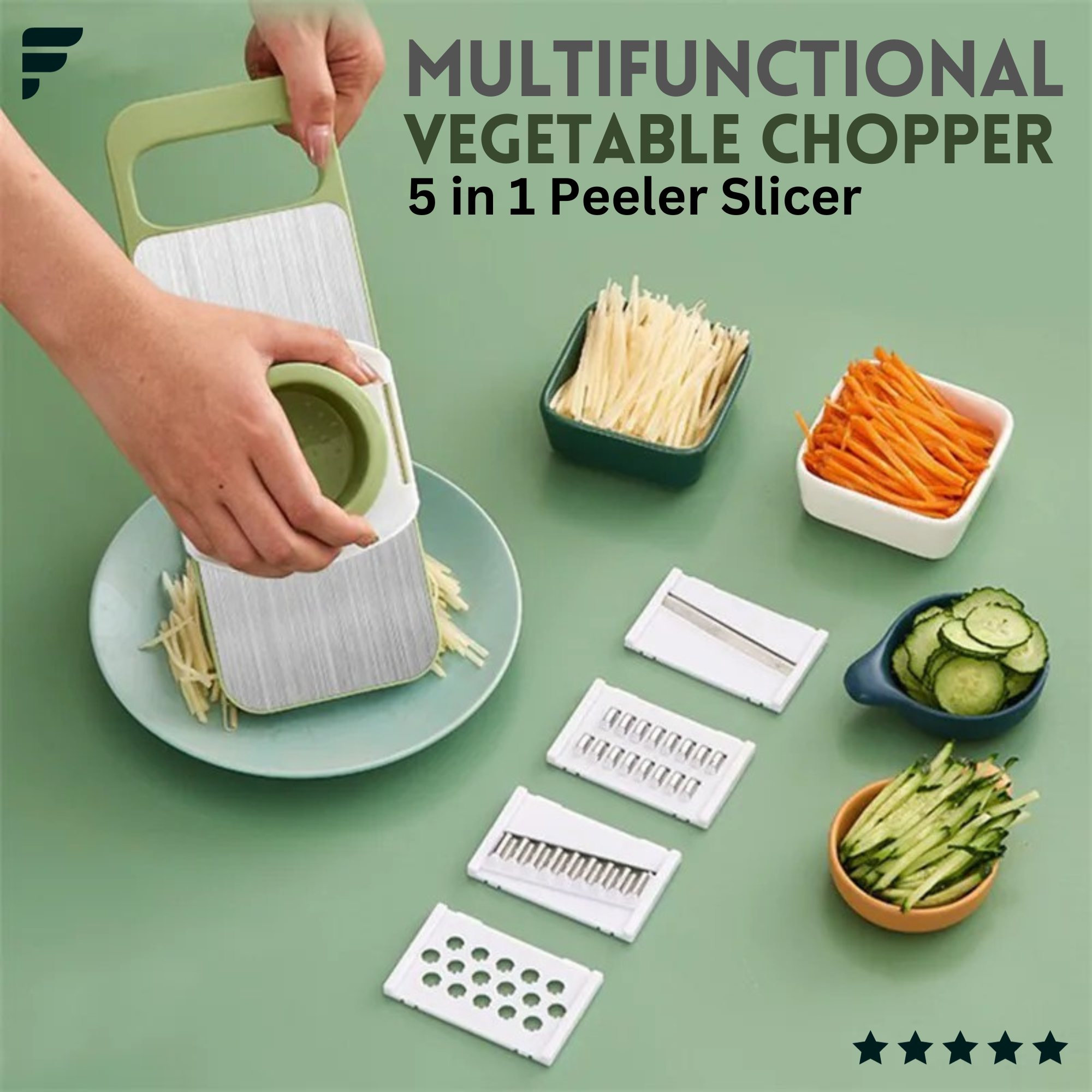 5-in-1 Multifunctional High-Quality Vegetable & Fruit Slicer With Five Changeable Blades