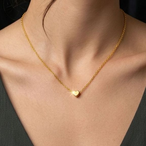 Golden Heart Choker Necklace Jewellery For Girls | Korean Jewellery - Gold Chain Neck Statement Collar Chains Choker Shining Female Choker Korean Jewellery