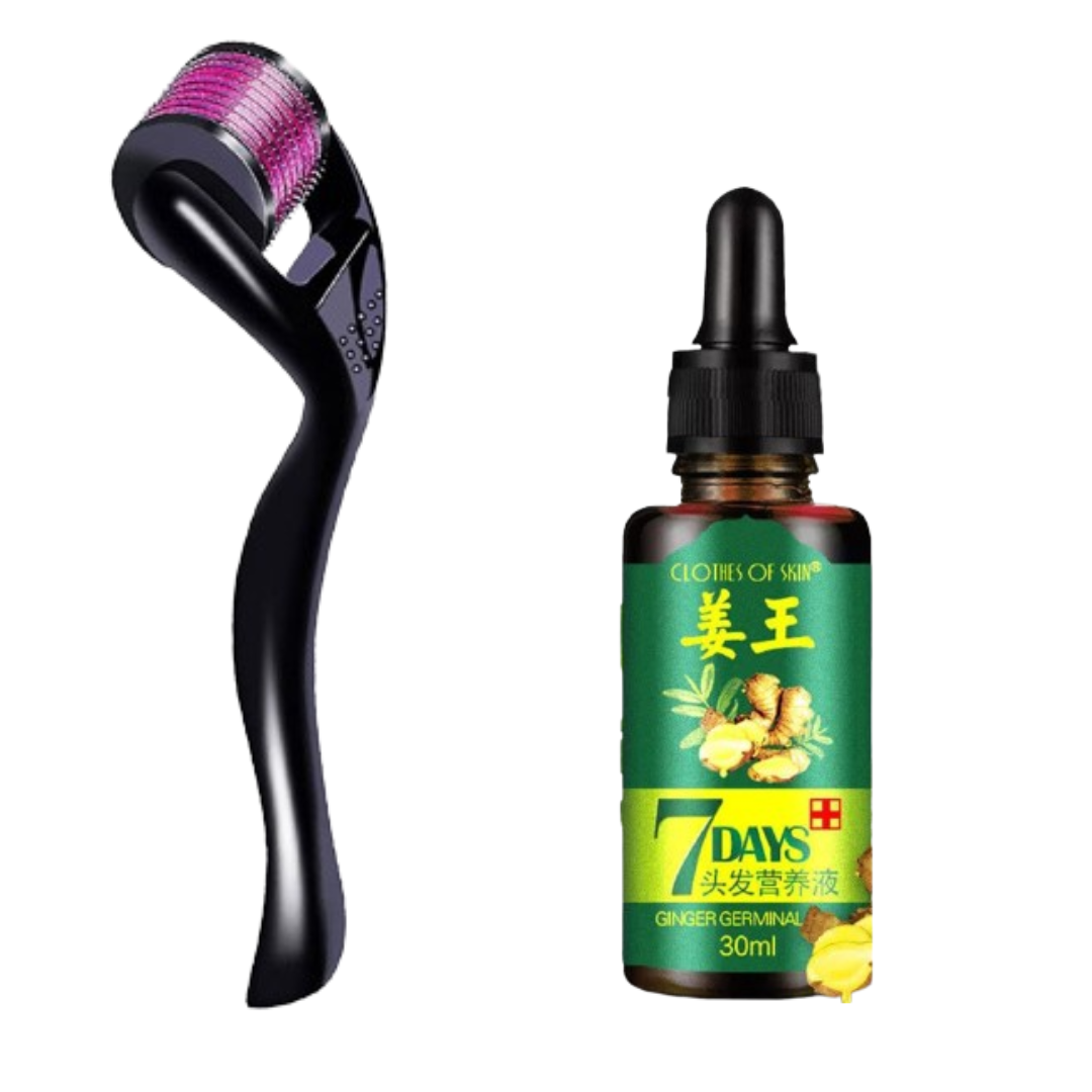 7 Days Hair Growth serum with Derma Roller With 540 Micro Needle Skin Therapy 0.50mm  Natural Hair Treatment Effective Fast Growth Hair Care