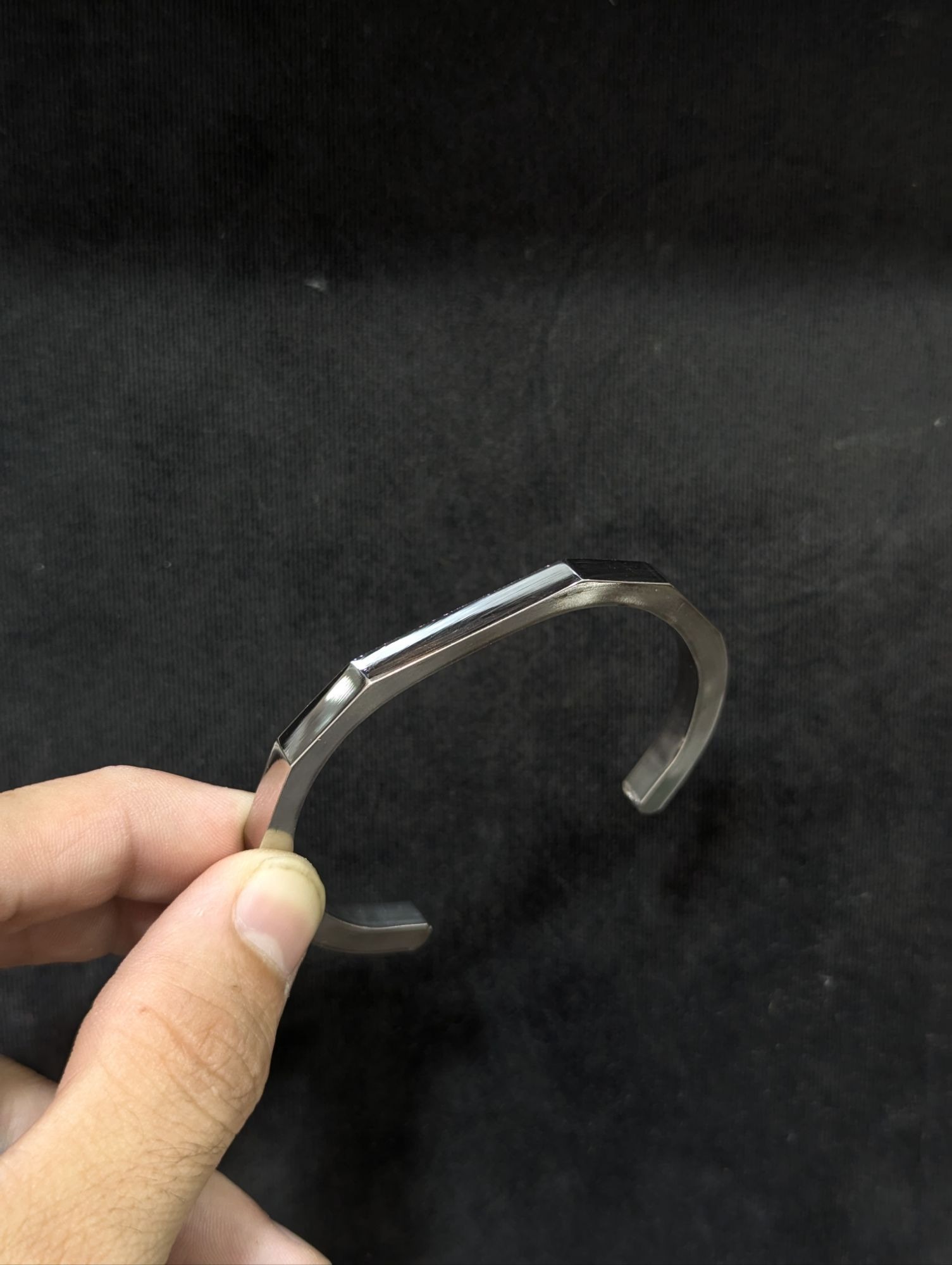 Reytel KRAFT Silver Rigid Hexagonal Cuff Bracelet for Men | Handcrafted Sterling Silver Bangle