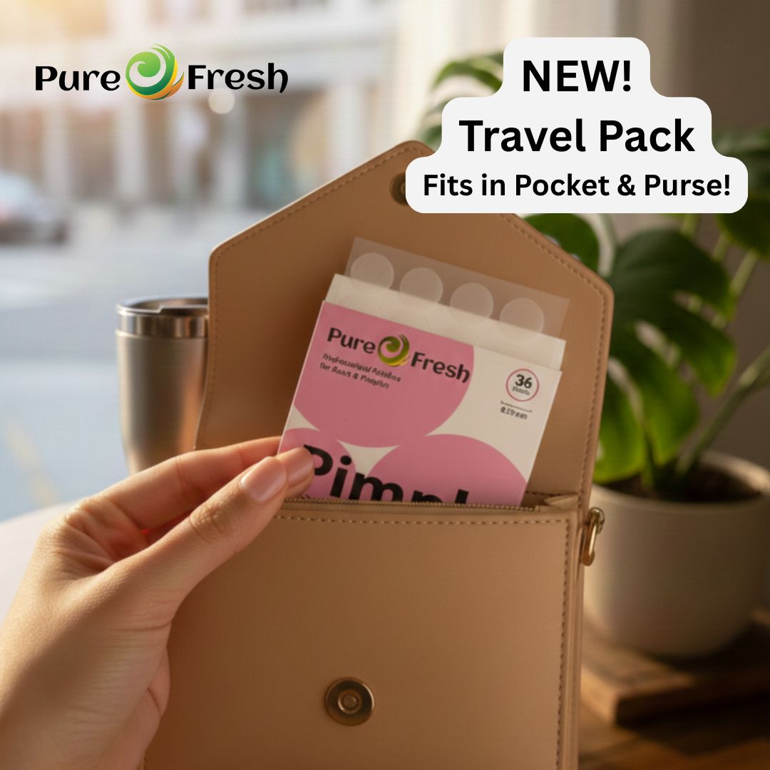 Pure O Fresh Pimple Patch (36 Patches) - New Travel Envelop Pack - Invisible Acne Spot Treatment & Healing Sticker