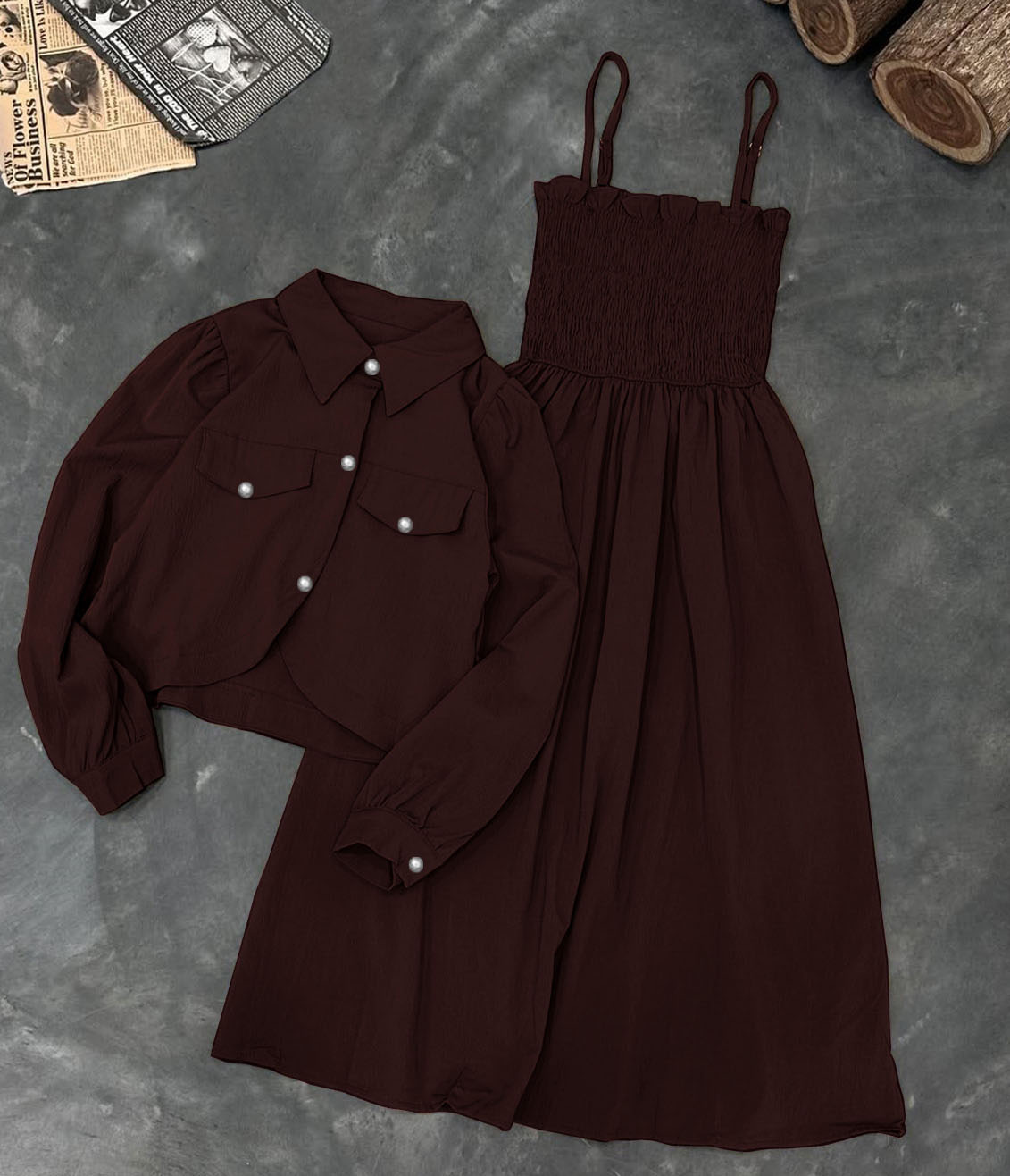 Western Style Koti & Romper Dress for Women - Casual 2-Piece Co-Ord Set for Women