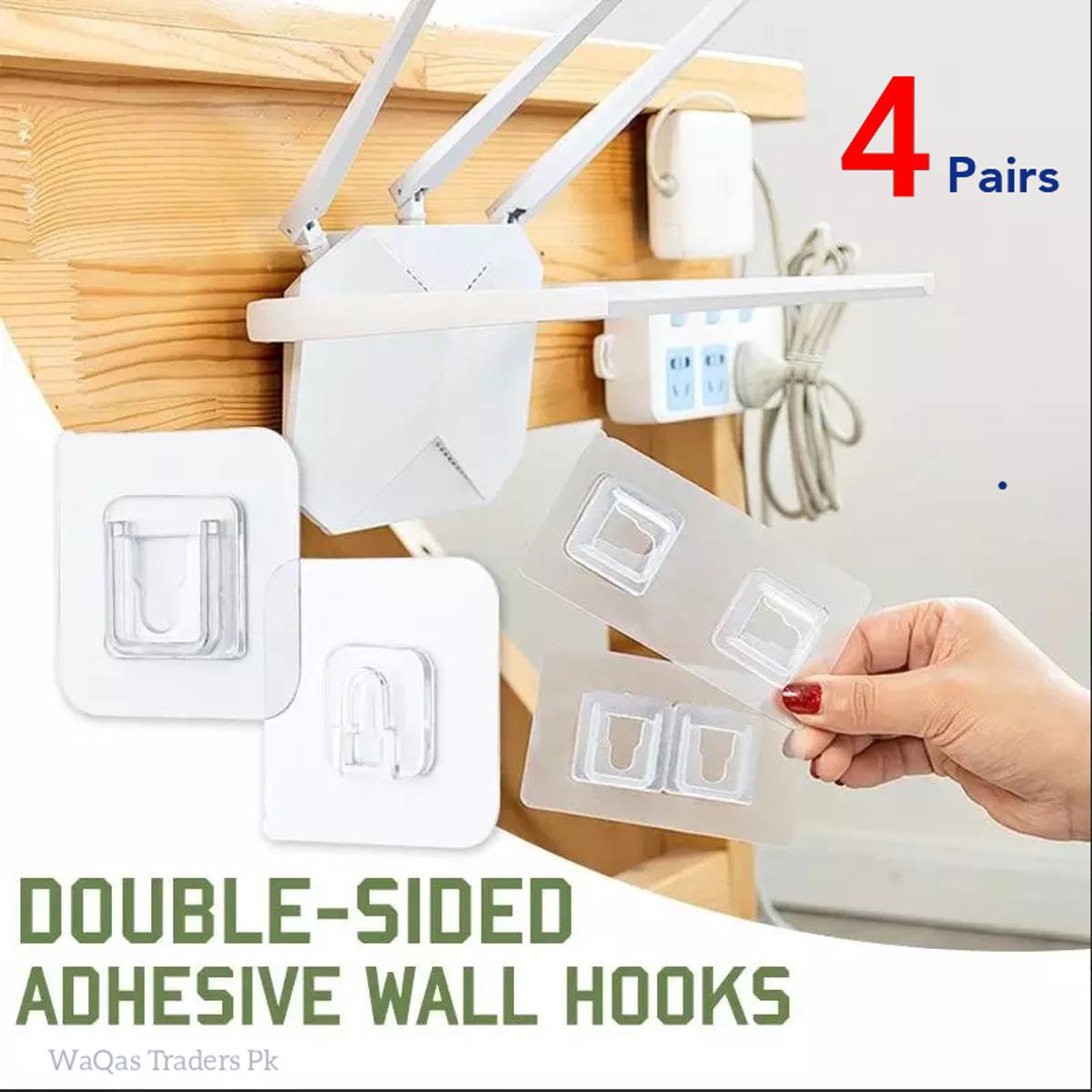 Double-Sided Adhesive Wall Hooks, 10 pairs Clear Sticking Hook Self  Adhesive Hooks Without Punching No Scratch Storage Wall Hook for Bathroom  Kitchen