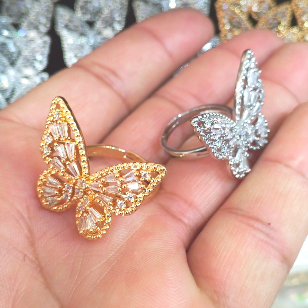 New Sight New Fashion Brand Jewelry Zirconia Butterfly Engagement Rings for Women Gift Adjustable Open Wedding Rings