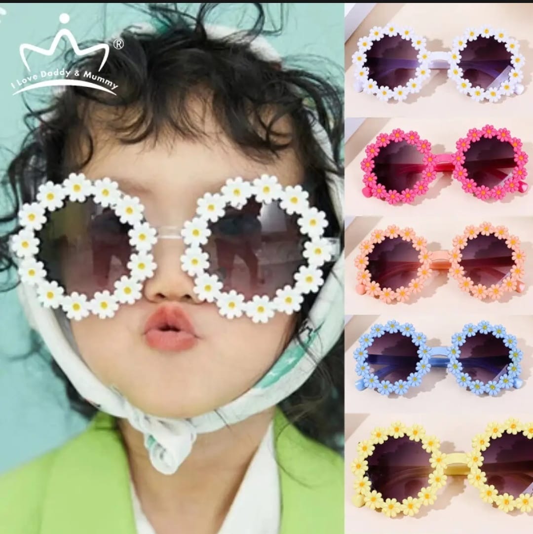 Summer Children Girls Flower Sunglasses Cute Acrylic Flower Outdoor Sun Protection Sun Glasses Kids Girls Boys UV400 Eyewear