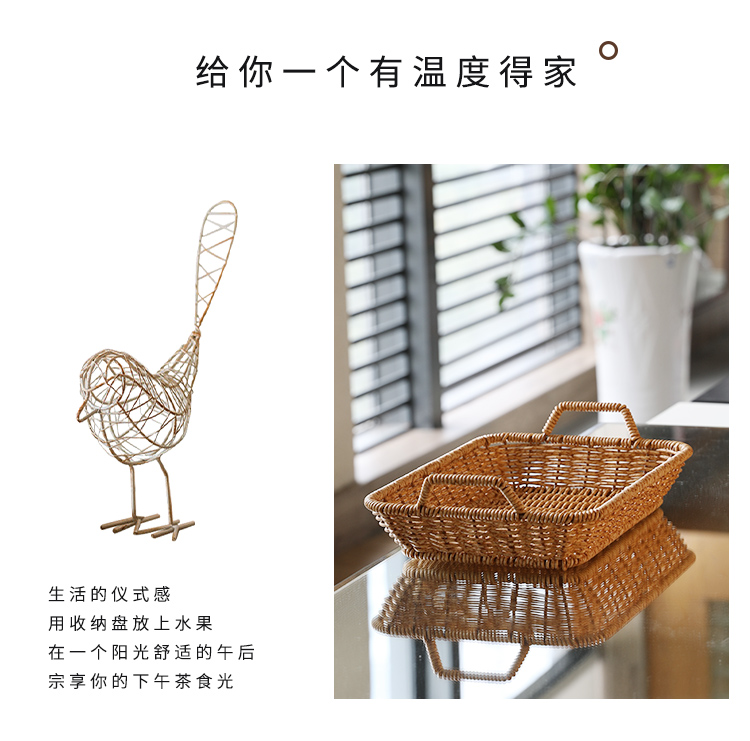 Rattan Weaving Breakfast Snack Bread Basket Household Desktop Snack Basket Coffee Table Candy Dried Fruit Tray Fruit Basket