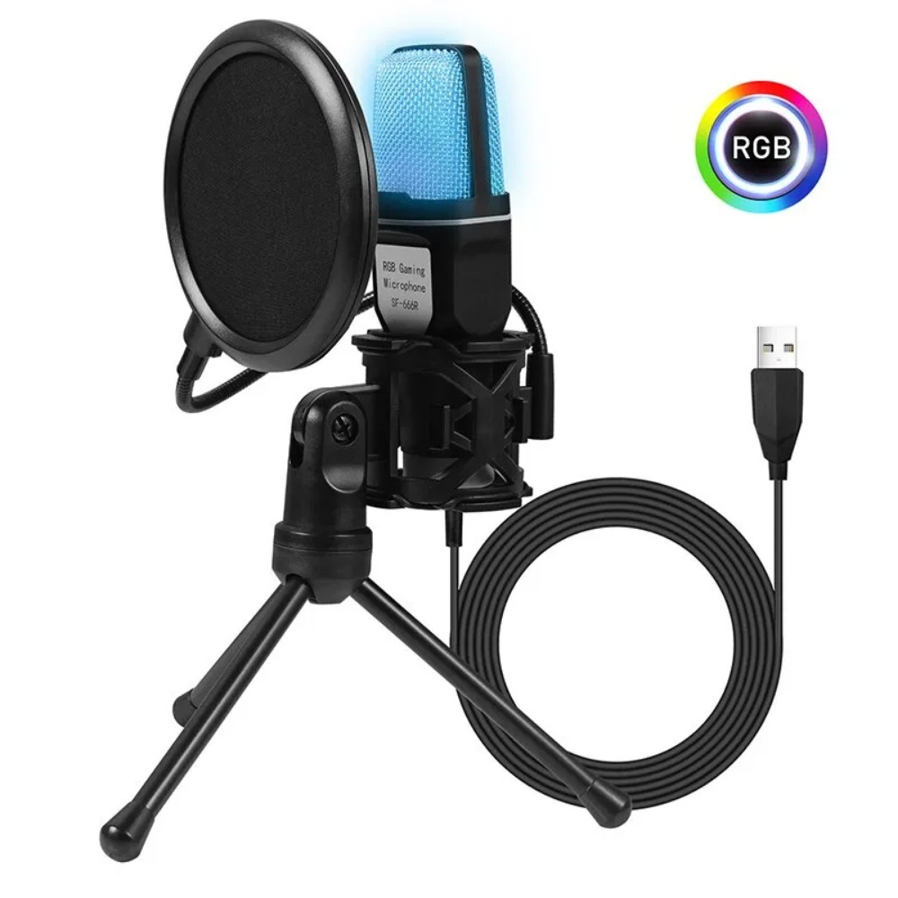 YANMAI SF666R RGB Gamimg Computer Microphone Condenser Wire Mic for Podcast Recording Studio
