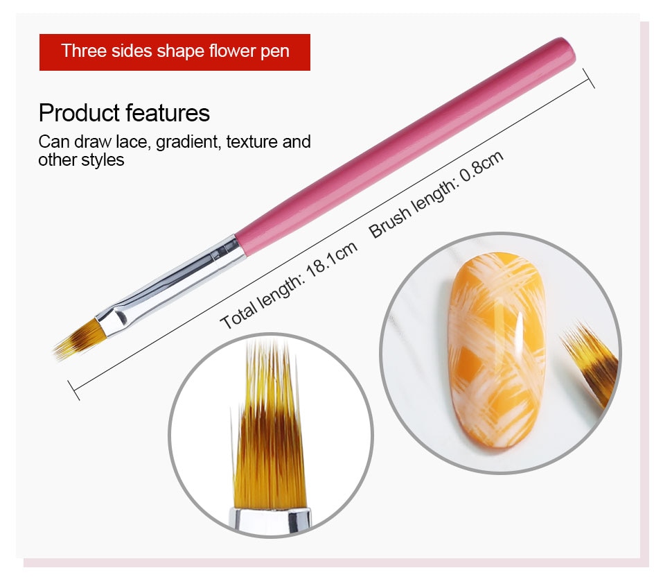 Nail Art Brush Painting Flower Nail Tool Half Moon Shape Nail Drawing