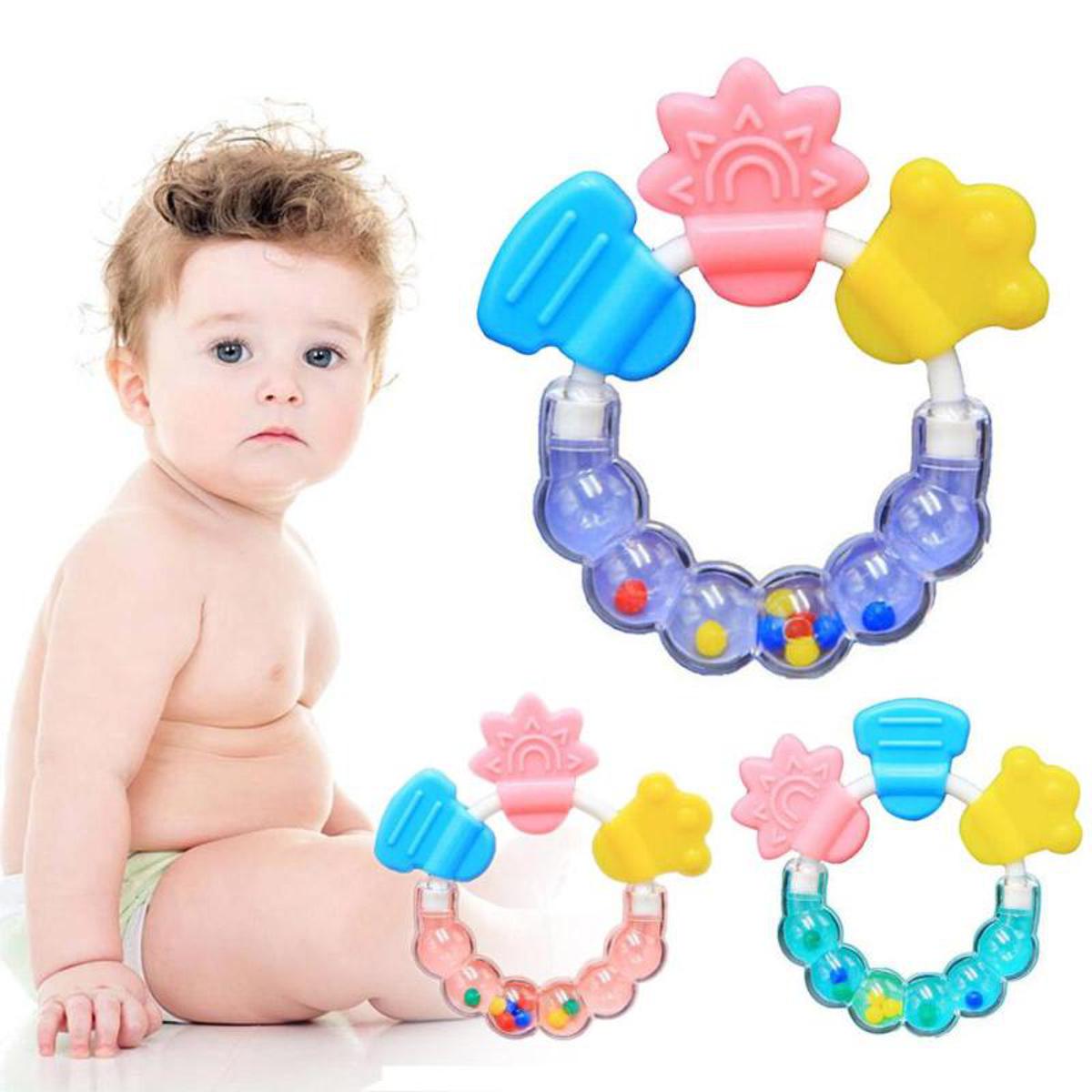 1Pc Baby Toys Rattles Newborn Baby Rattles Teether Teething Bite Toys Infant Toddler Bed Bell Silicone Handball Jingle Cartoon
