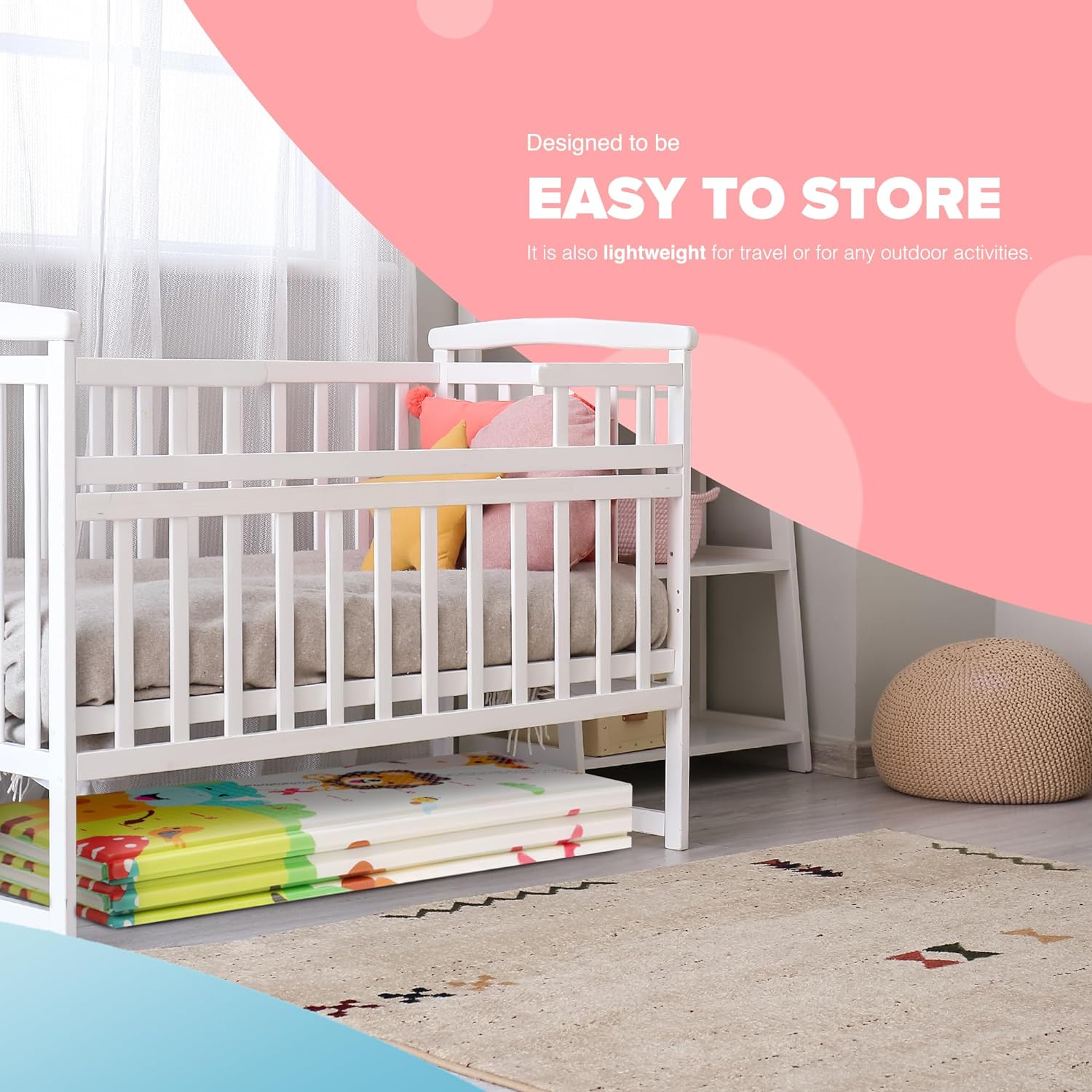 Baby Play mat,  (6X6.5 Ft) Extra Large & Thick Foam Crawling mat, Reversible & Waterproof Baby Mat for Infants, Toddlers, Kids Indoor Outdoor, Portable playmat for Babies with Travel Bag