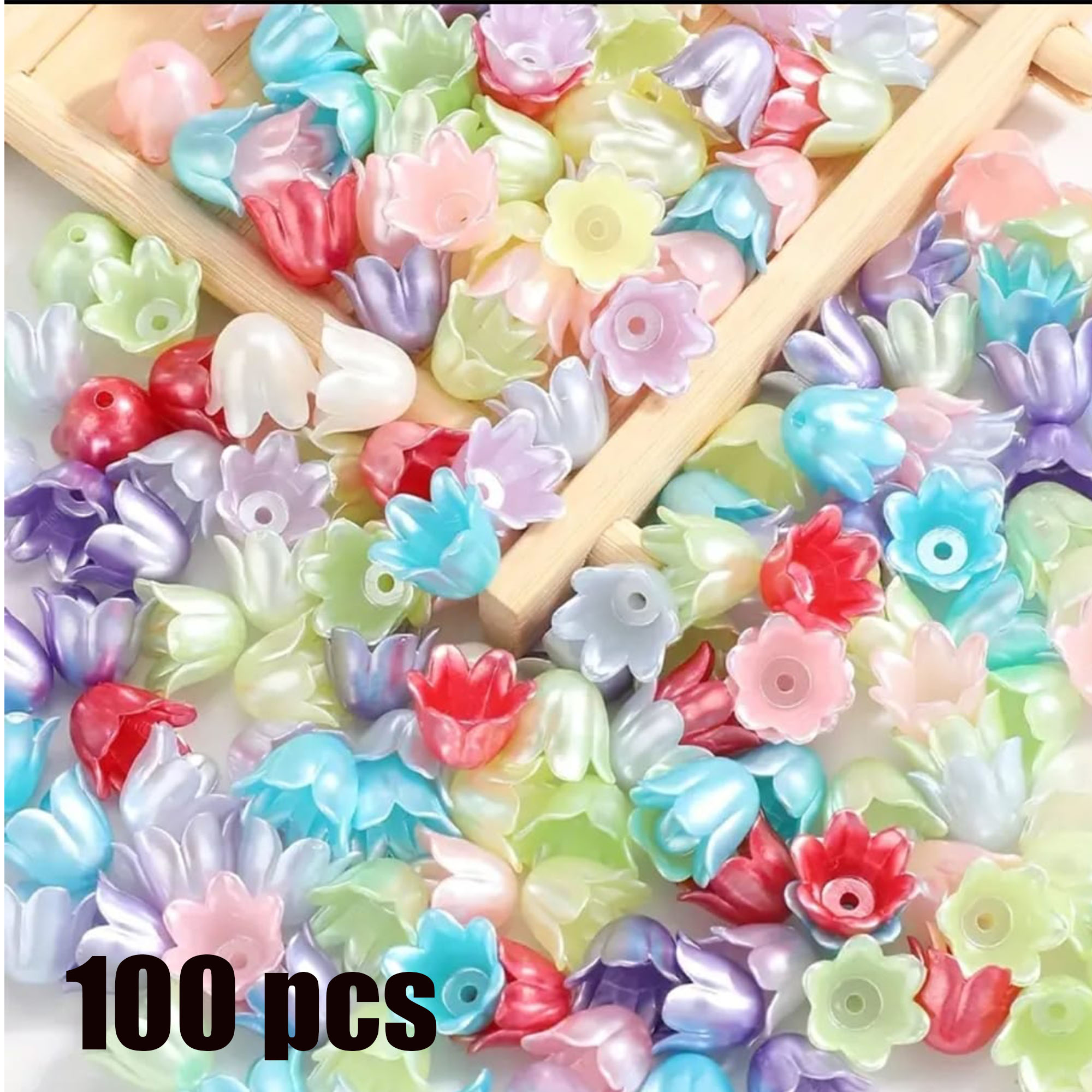 Premium Quality 11mm size Multicolor Flower Acrylic Beads & Bead Caps - 9x11mm Large Round Loose Spacer Beads with Colorful Flower Charms for DIY Jewelry Making, Bracelets, Necklaces, Keychains, Hair Accessories - Compatible with Beading Kits & String.