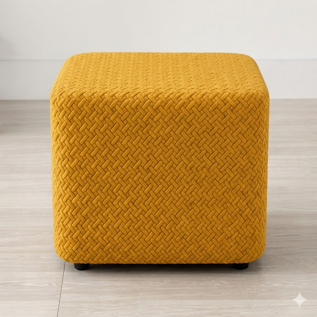 Jacquard Footstool Skirt Cover/Durable Stretch Ottoman Cover/Non Slip Footrest Slipcover for Living Room/Stool Cover