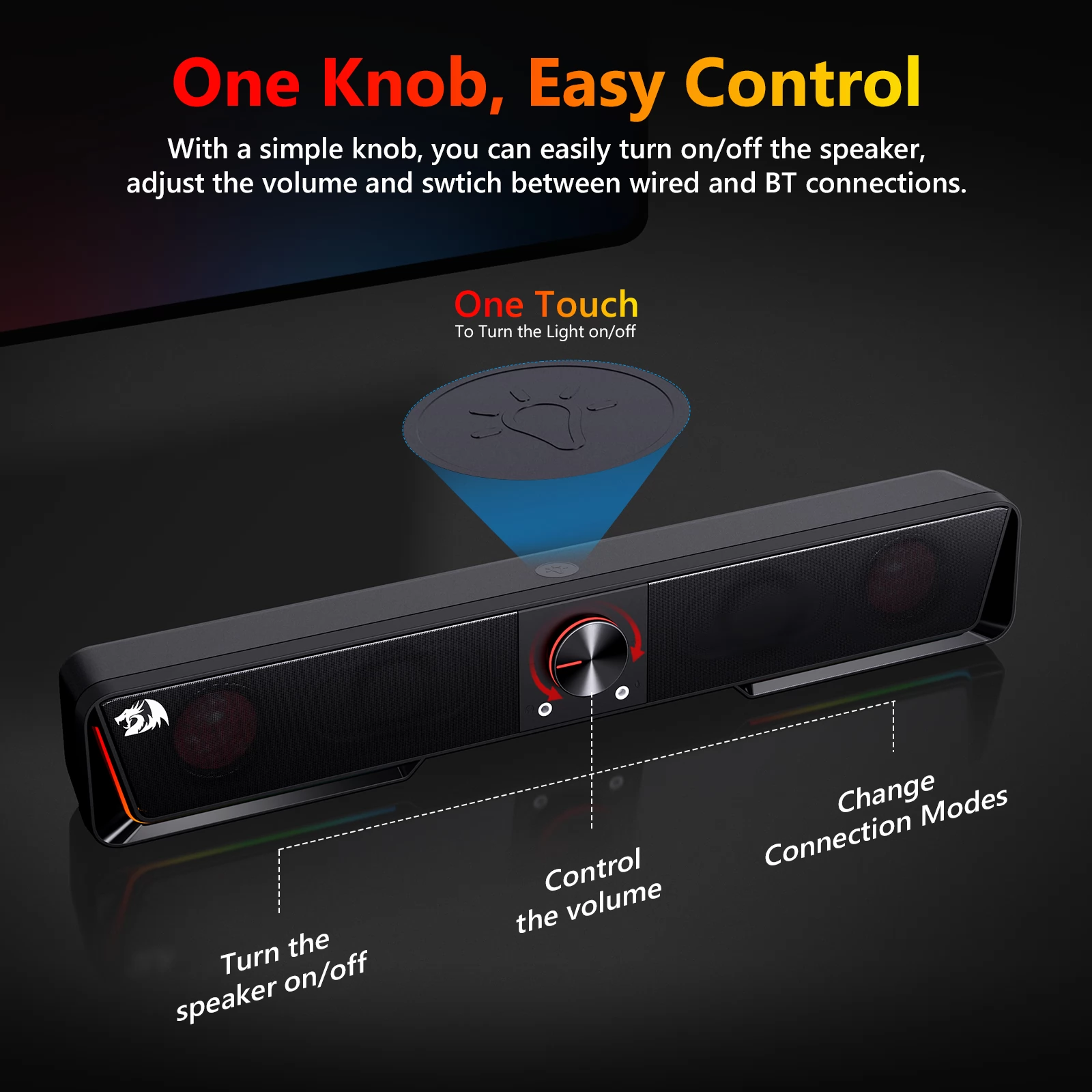 Redragon GS570 Darknets RGB Bluetooth Gaming Sound Bar 2.0 Channel with Dual Speakers and Dynamic Lighting 16 bba7b55a711475956251b3786970189b