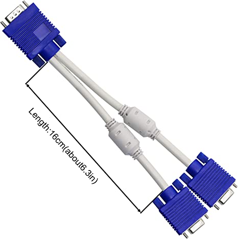 VGA Y Cable (1 Male VGA to 2 Female VGA Ports) - VGA Splitter Cable