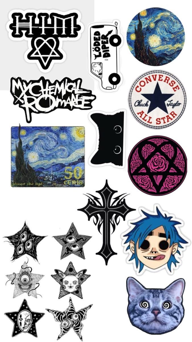 Mixed Aesthetic Stickers 15-PCS Pack - Grunge, Band Logos & Art Decals for Laptop, Mobile, Bottle & Journal Girls and Boys Vibes price in Pakistan