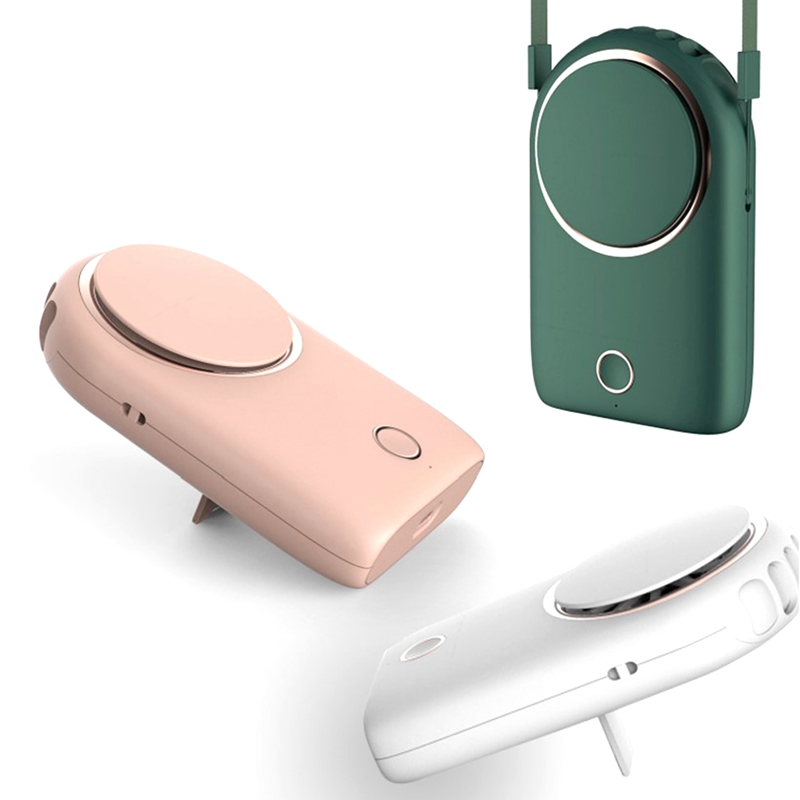 unisex USB Portable Hanging Neck Fan Cooling Air CoolerPink