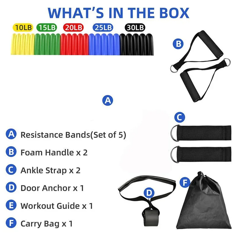 11pcs/Set Pull Rope, Resistance Bands, Portable Fitness Equipment, Ankle Strap, Chest Expander, Elastic Exercise Band