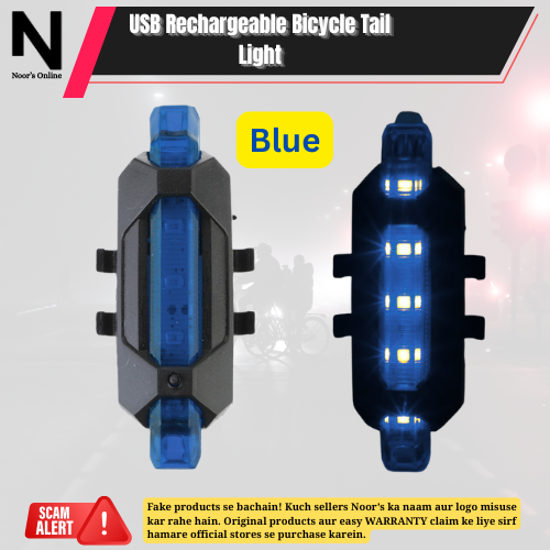 Noor’s USB Rechargeable Bicycle Tail Light  Waterproof LED Bike Rear Safety Warning Light for Bicycle & Motorcycle Cycling Accessories
