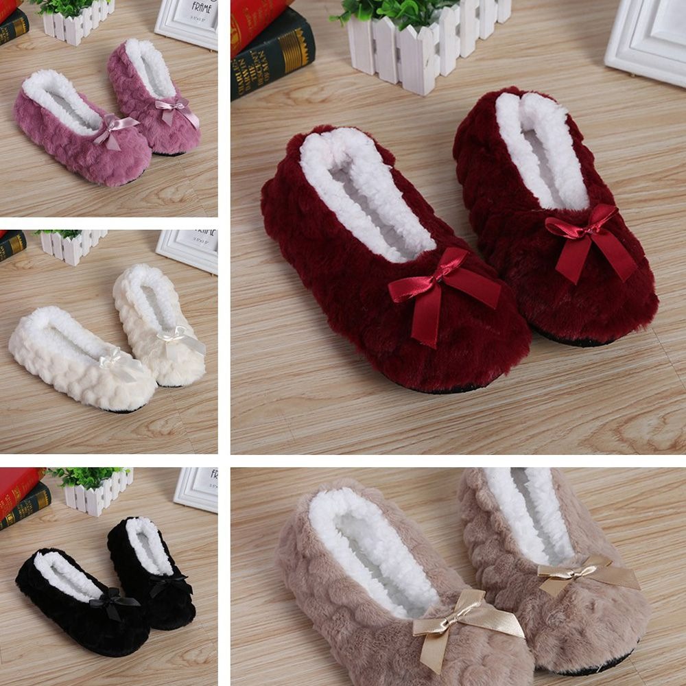 Women's indoor warm soft plush slippers