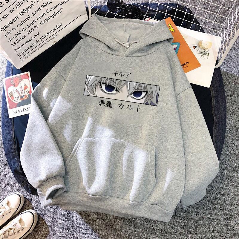 Mens Hoodies Hunter X Hunter Men Women Pullovers Hoodies Killua Zoldyck Devil Eye Print Anime Hoody Streetwear