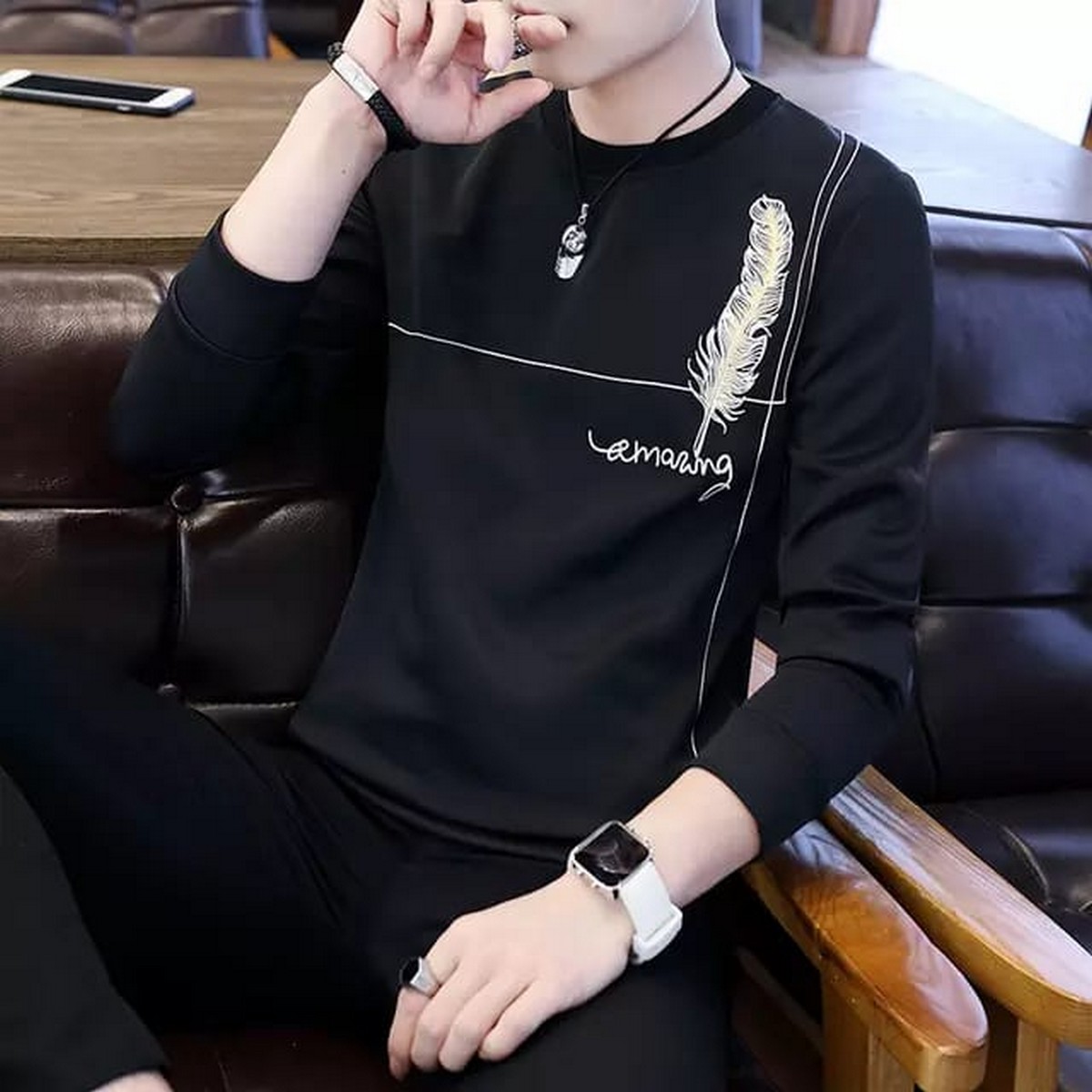 Leaf Print T-Shirts Full Sleeves 