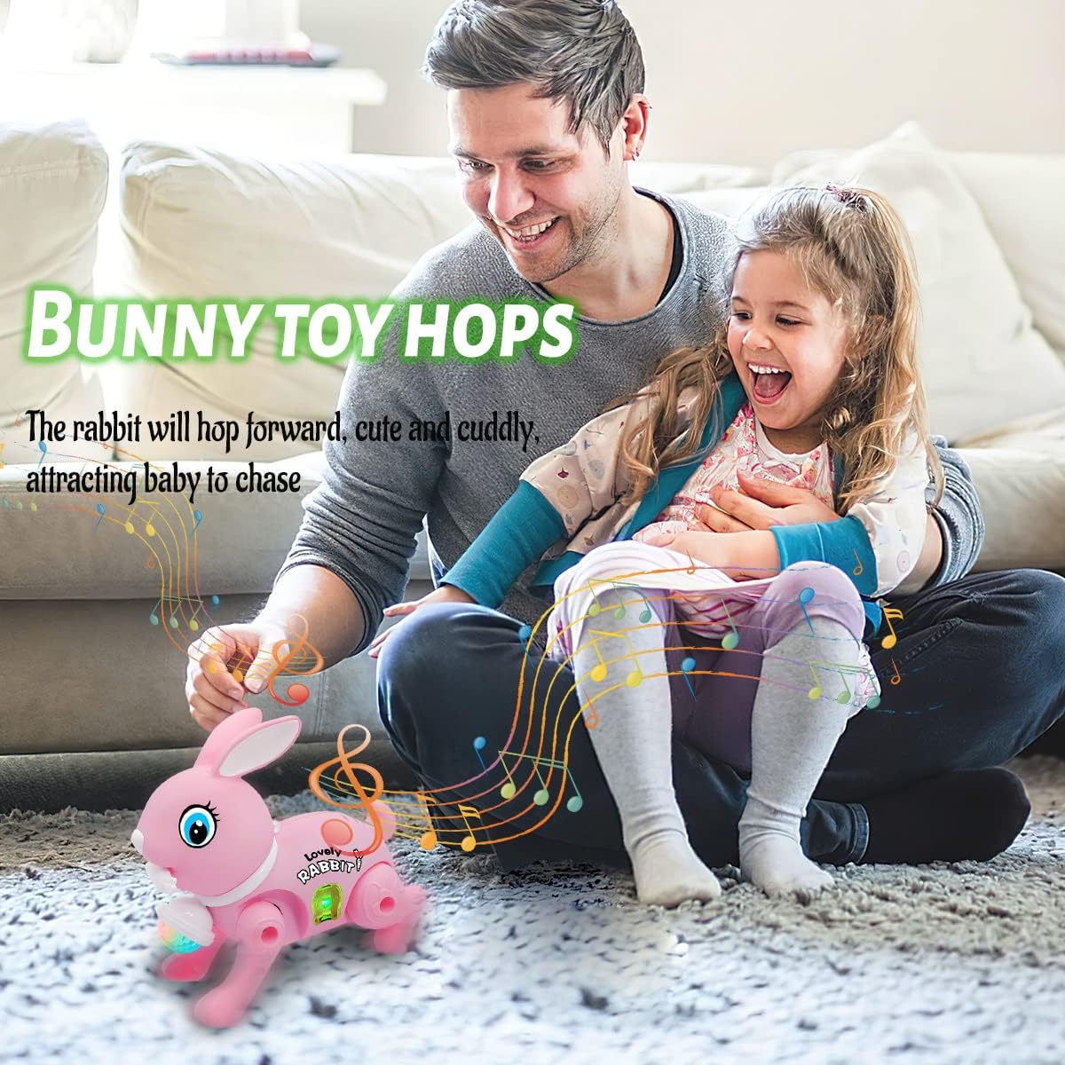 Free Delivery - Electric Bunny Rabbit Plush Toy with Music & LED Perfect Birthday Gift for Girls Boys Kids