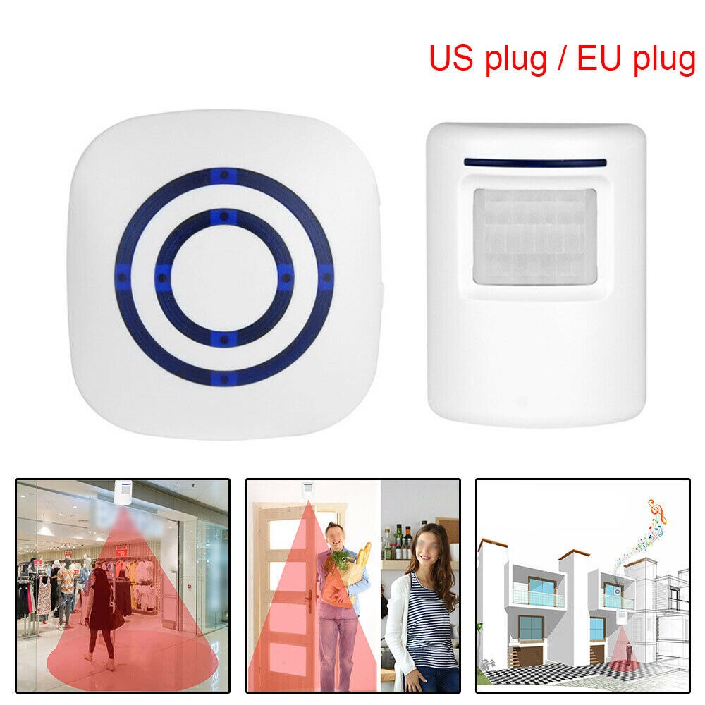 Wireless Infrared Motion Sensor Door Security Bell Alarm Chime Eu us