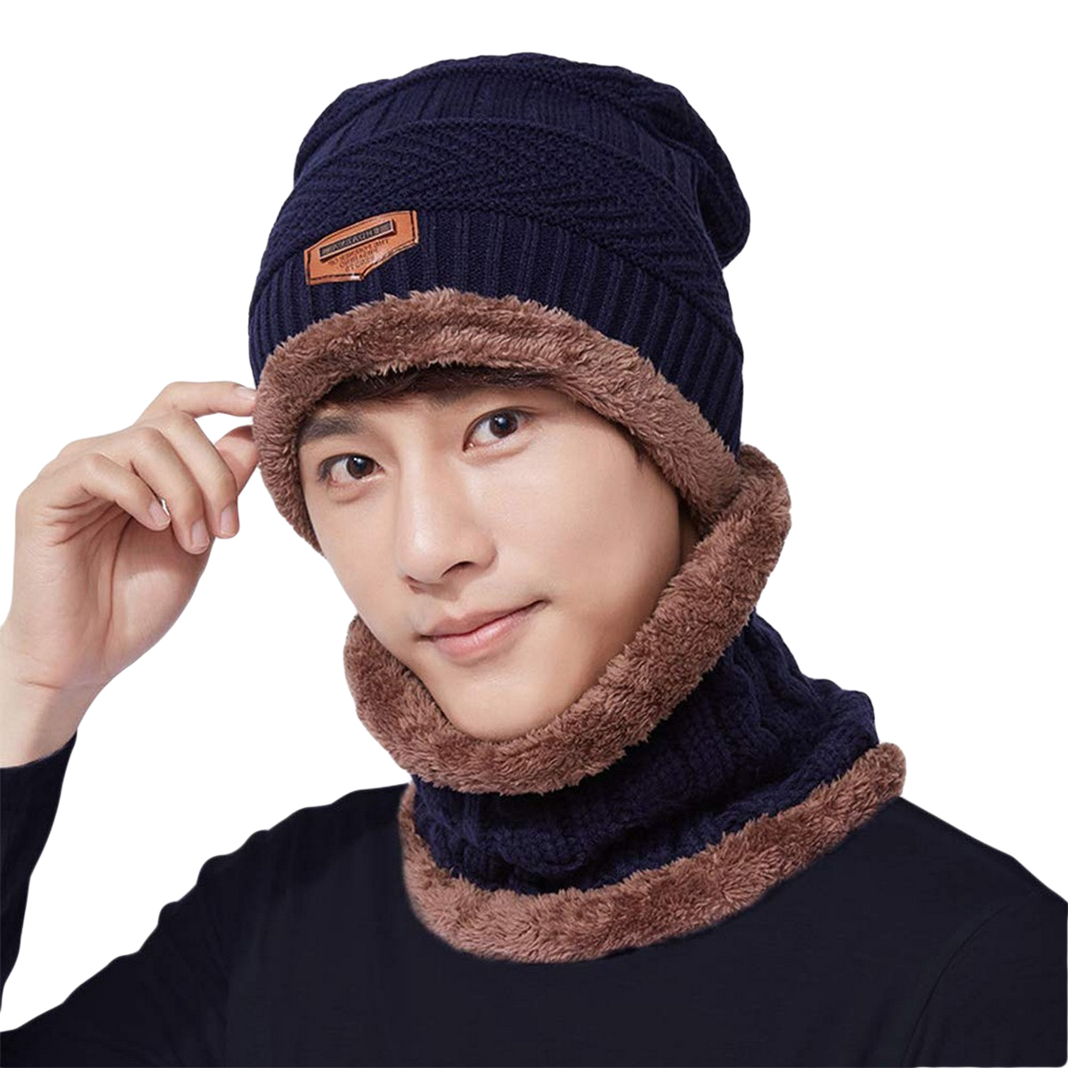 Winter Hat Cap Neck Warmer Beanie Scarf Set Fleece Lined Skull Cap and Scarf Unisex Hat & Scarf Set Stylish Knit Skull Cap Men Women Kids