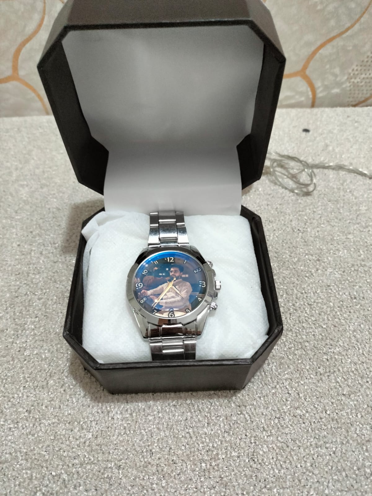Silver Chain Watch for Boys | Custom Name Personalised Engraved | Premium Gift Box | Analog Wristwatch