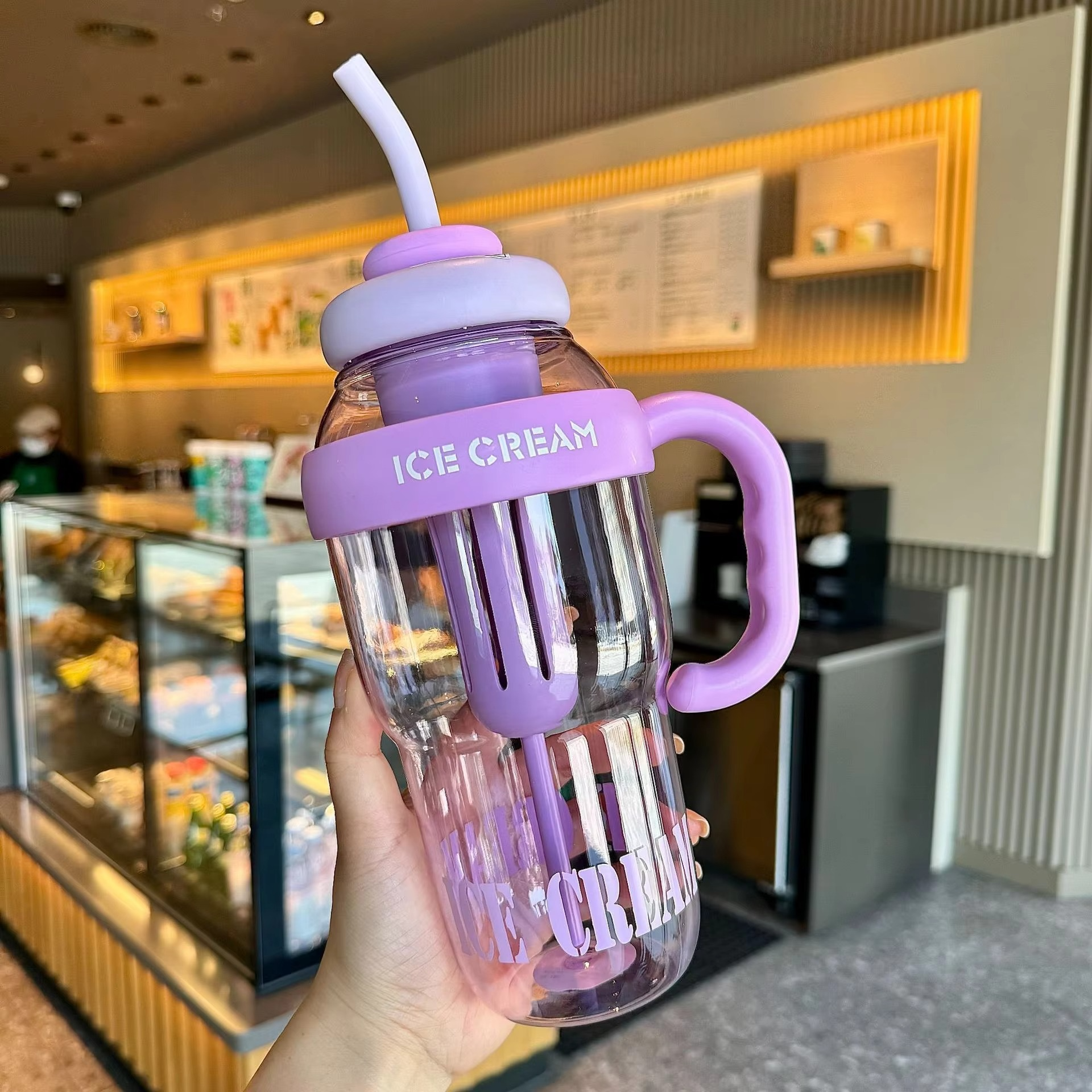 affordHUB - 1300ML Large Capacity Detox Water Bottle with Straw for Girls  Leakproof Plastic Sports & Gym Mug  Cute Portable Tumbler for Summer, Travel, Fitness, Kids & Milk Tea.