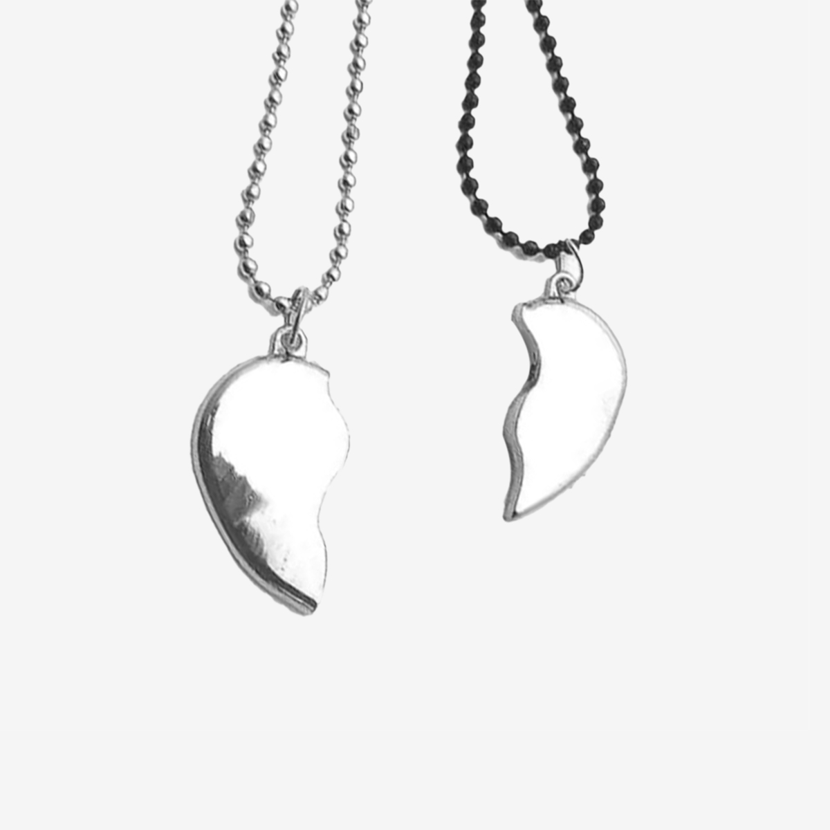 Heavy Silver Magnetic Broken Heart Necklace Locket - Heavy Metal Magnetic Heart Pendant Necklace Gift For Friends Couples