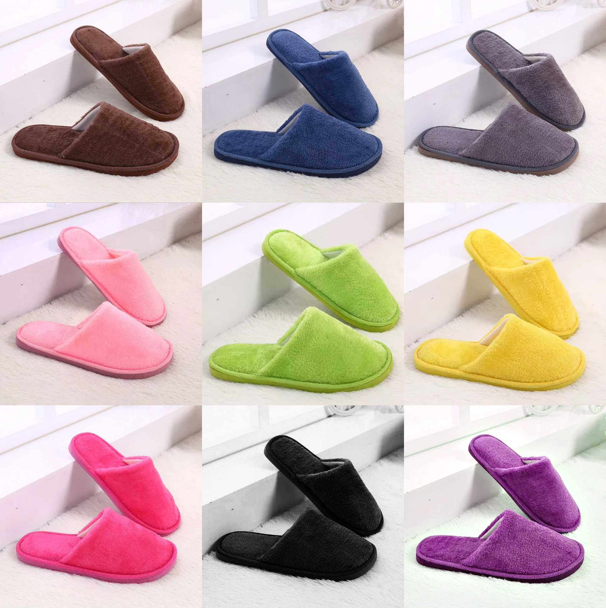 Unisex Cotton Indoor Slippers Anti Slip Soft Spa House Shoes