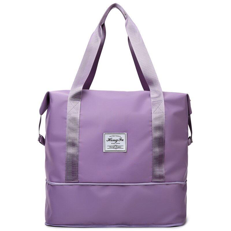 Travel Bag Waterproof Weekender Bags Oxford Cloth Luggages Handbag Shoulder Bag Traveling Bag Dry and Wet Separation Sport Bag Fitness Bag Gym Totes for Men Women ( Pink/Black)