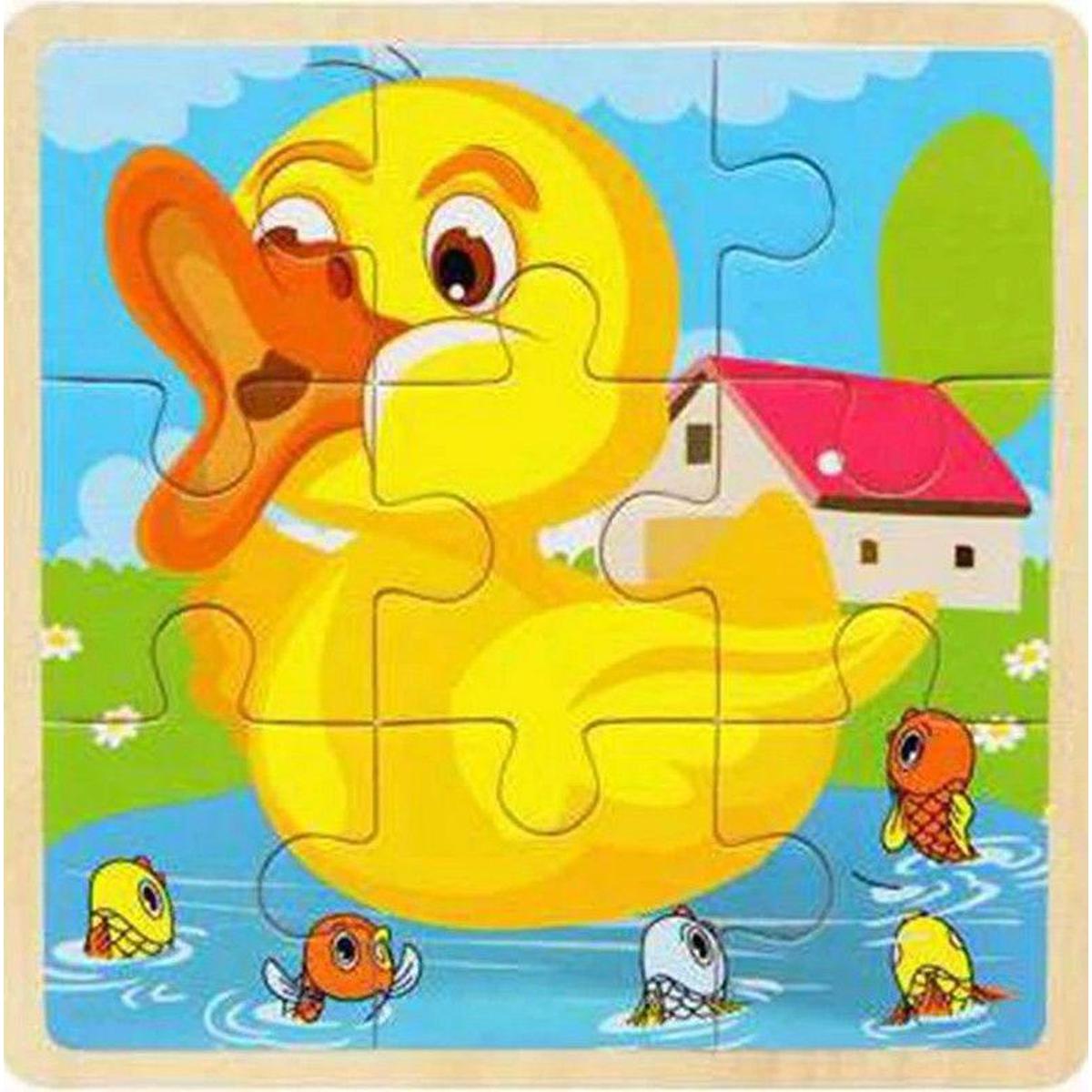 Small Wood Animal Puzzle Bee Rabbit Cow Duck Transportation Tool Educational DIY Toys For Children Cartoon Jigsaw Birthday Gifts