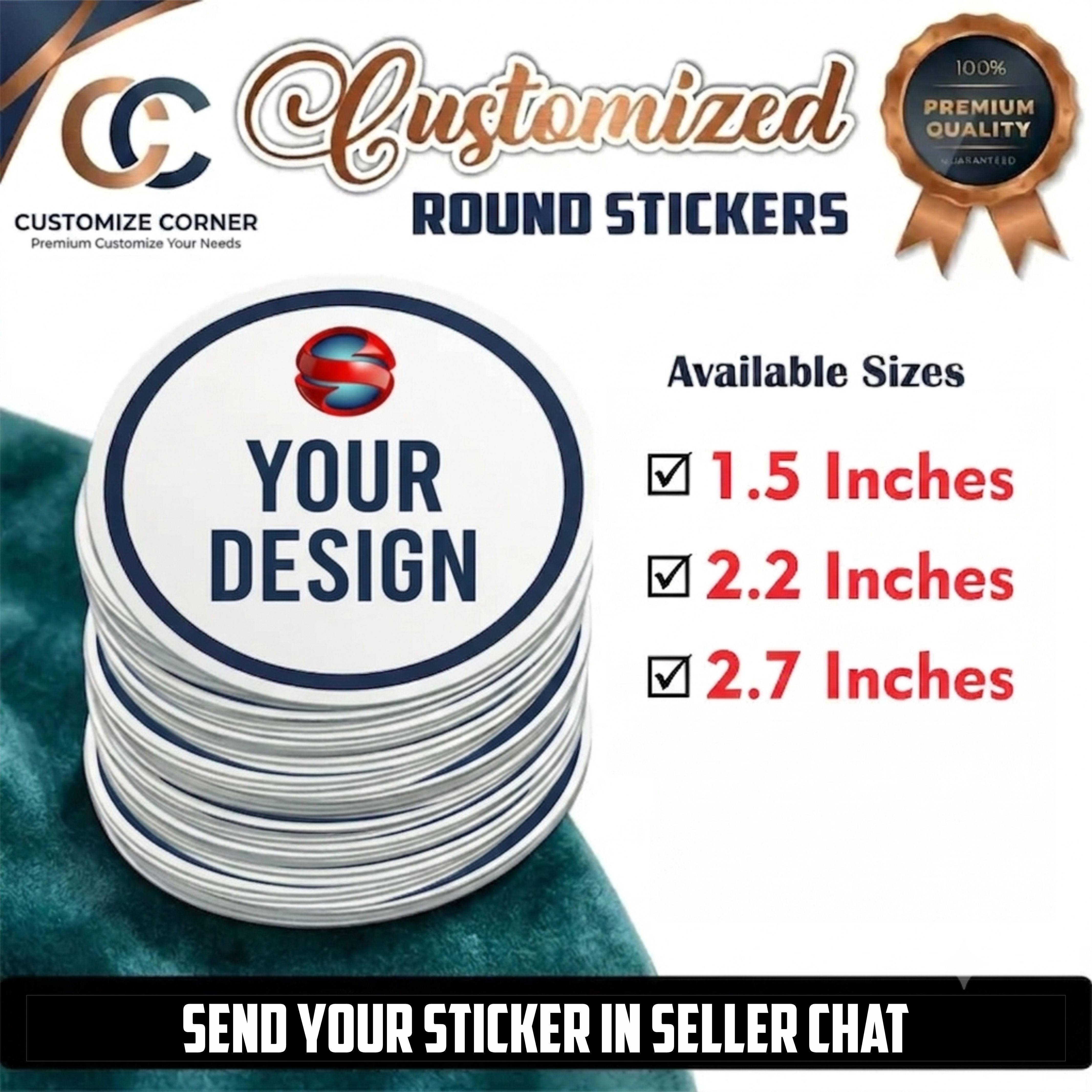 Round Sticker Customize - Business Stickers - Custom Logo Round - Wedding Stickers - Design Your Own Stickers - Custom Logos  - Personalized Stickers For Branding Your Business (Size: 1.5 / 2.2 / 2.7 Inches)