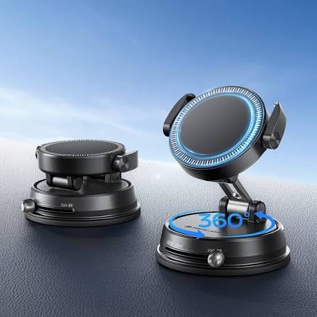 Magnetic Car Phone Holder with Vacuum Suction Cup – 360° Adjustable Dashboard Mobile Mount, Hands-Free Magnetic Smartphone Stand for Car & Desk