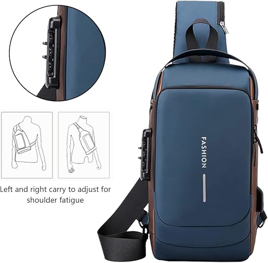 Waterproof Nylon Anti-Theft Sling Side Bag for Men - USB Port Crossbody Chest Pack with Scratch-Resistant Finish