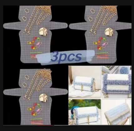 3PCS Plastic Mesh Canvas Sheets for Crafts  | White DIY Sewing & Embroidery Canvas for Bag Making, Crossbody, Purse, Handbag & Needlework Projects