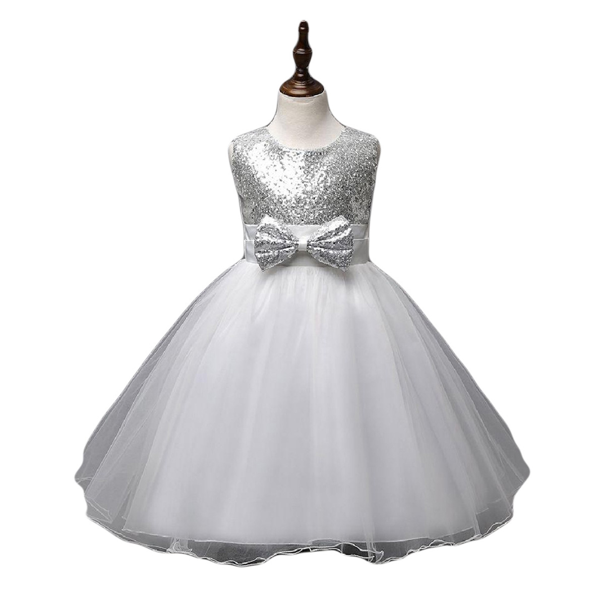 Sequence White Dress For Girls - Premium Quality, Stylish And Sparkling Party Wear For Young Fashionistas